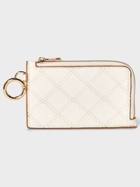 L-Zip Card Case - A New Day™ Off-White: Solid Shape Wallet with Key Ring